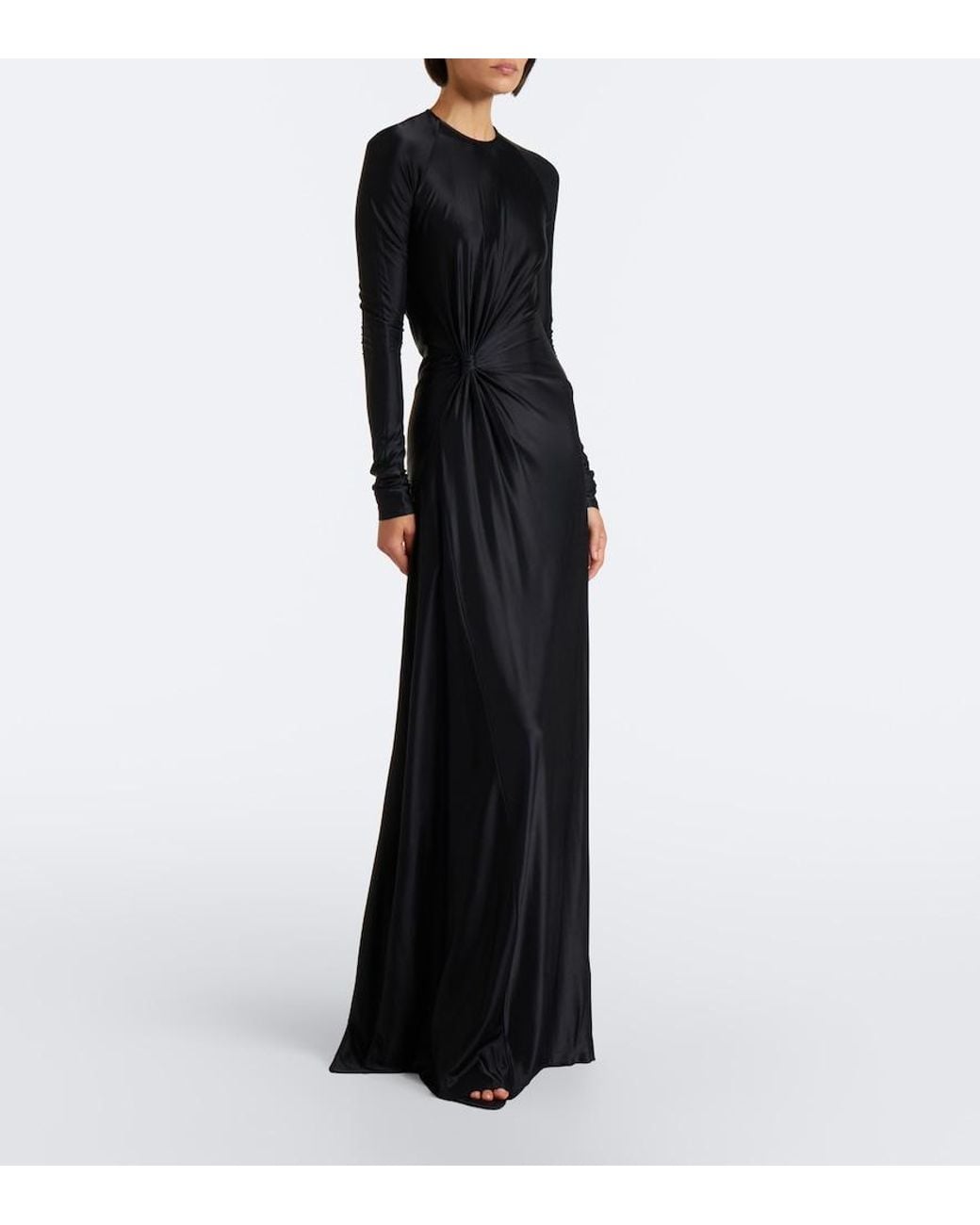 Victoria Beckham Black Florence Gathered Jersey Gown