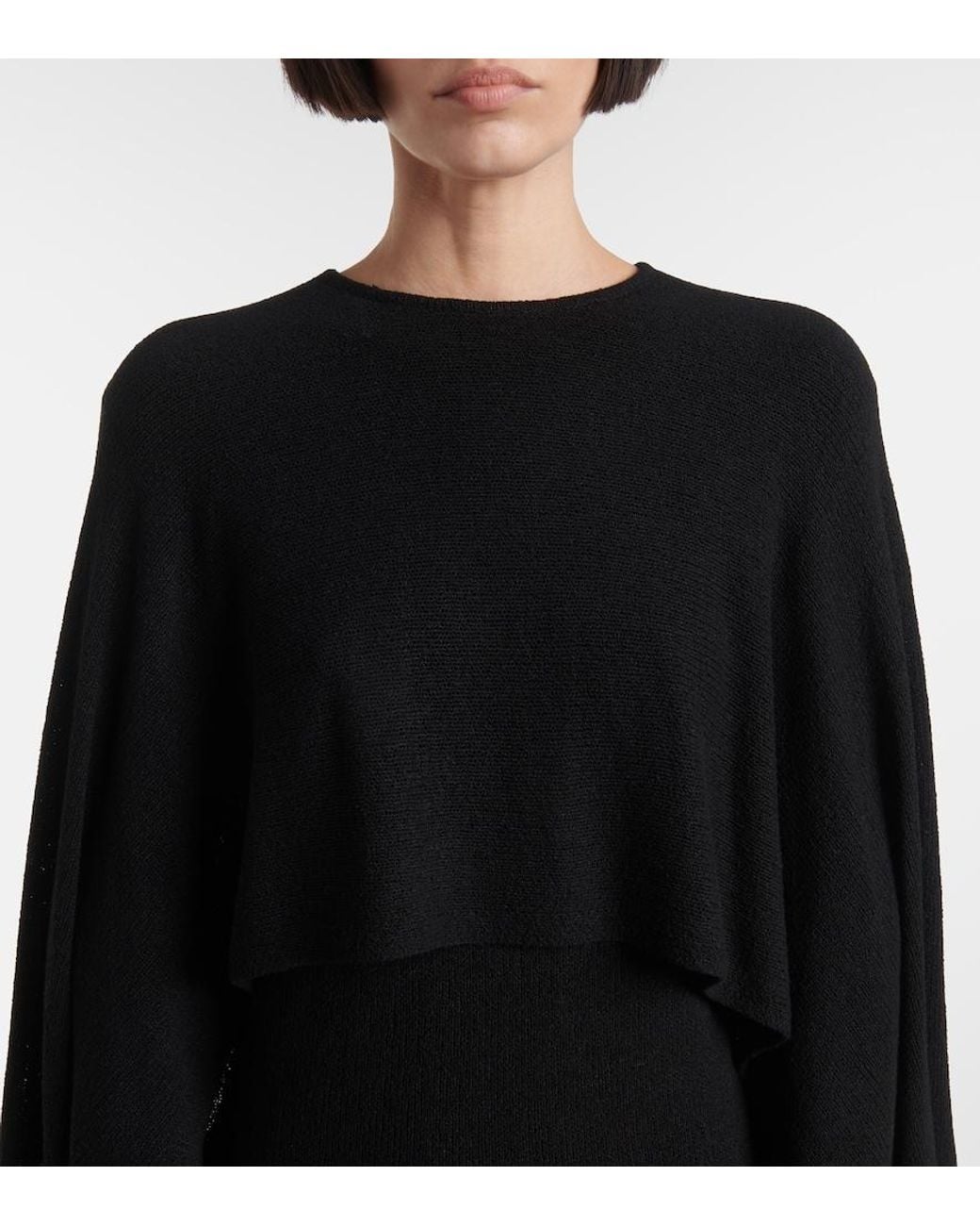 Totême Black Draped Silk Top