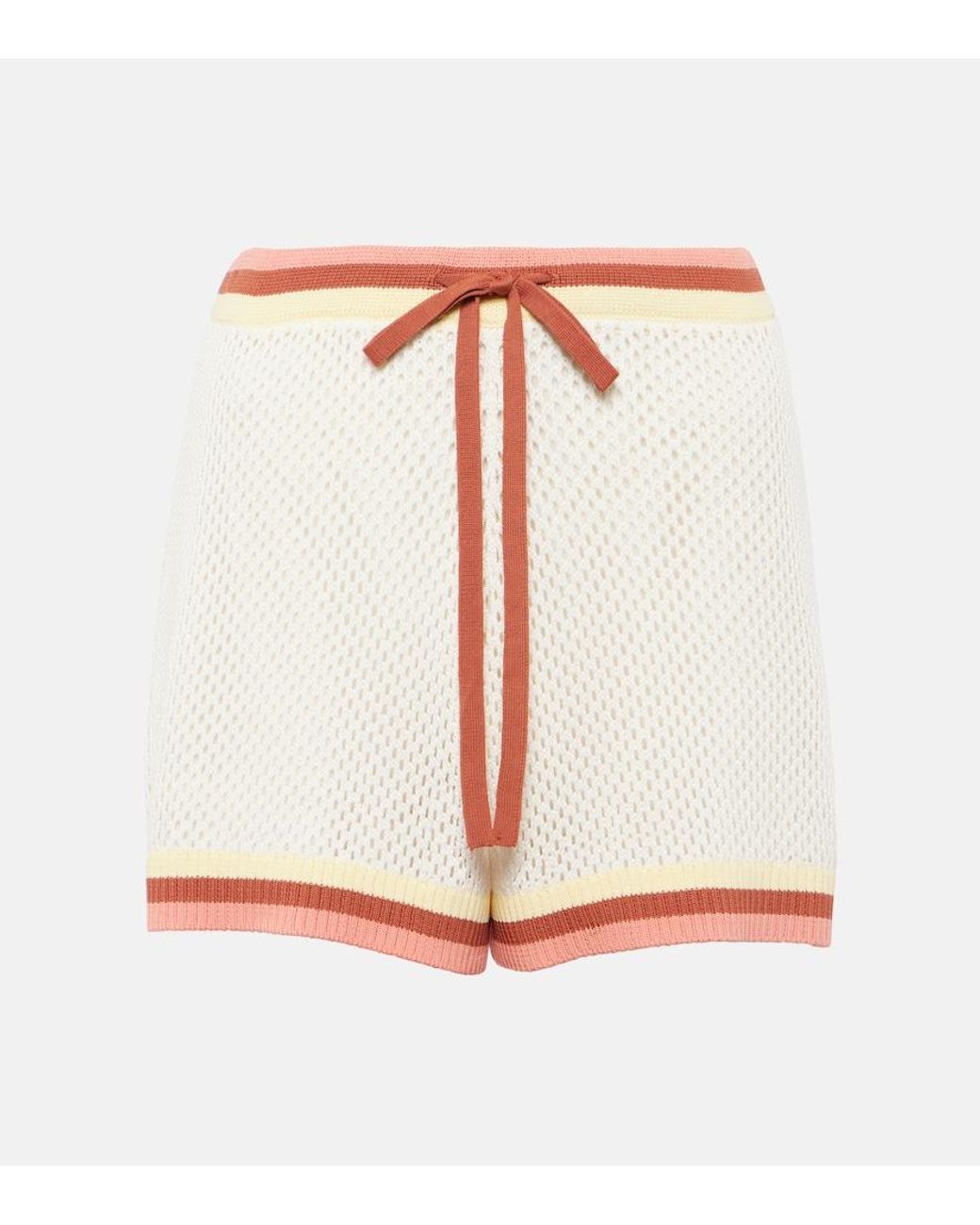 Zimmermann White Golden Open-Knit Shorts