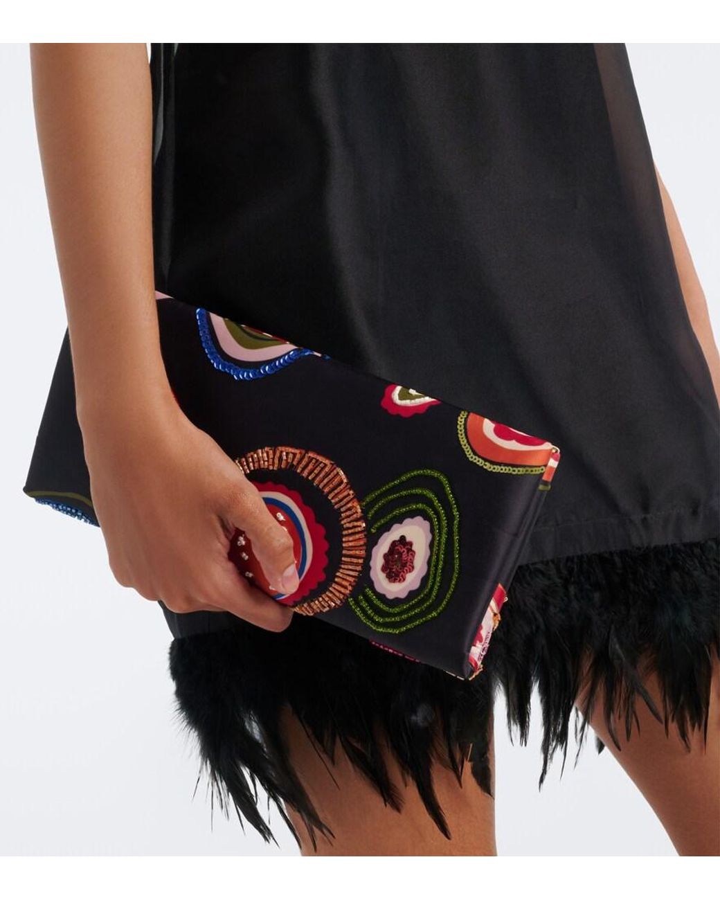 Staud Multicolor Muse Small Embellished Satin Clutch