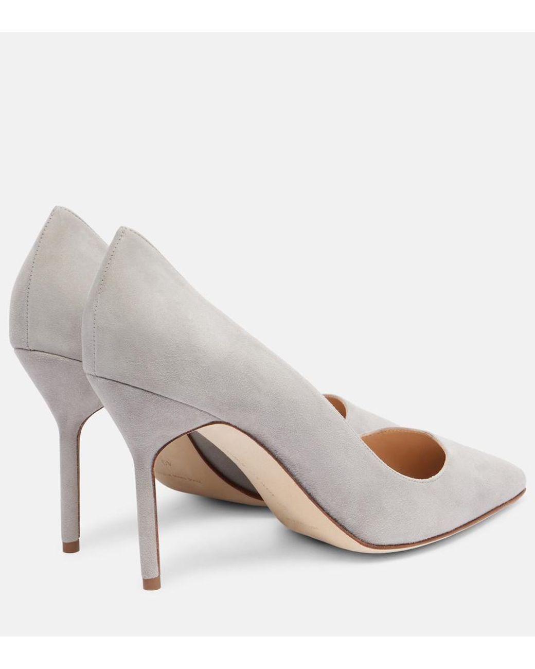 Manolo Blahnik White Bb 90 Suede Pumps