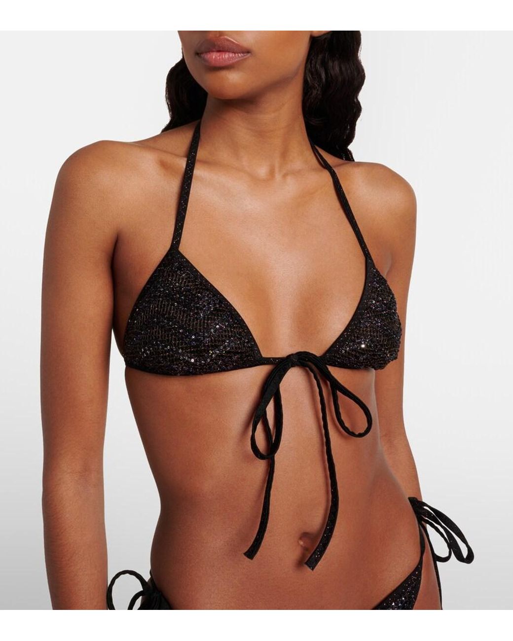 Missoni White Zigzag Sequined Lame Bikini