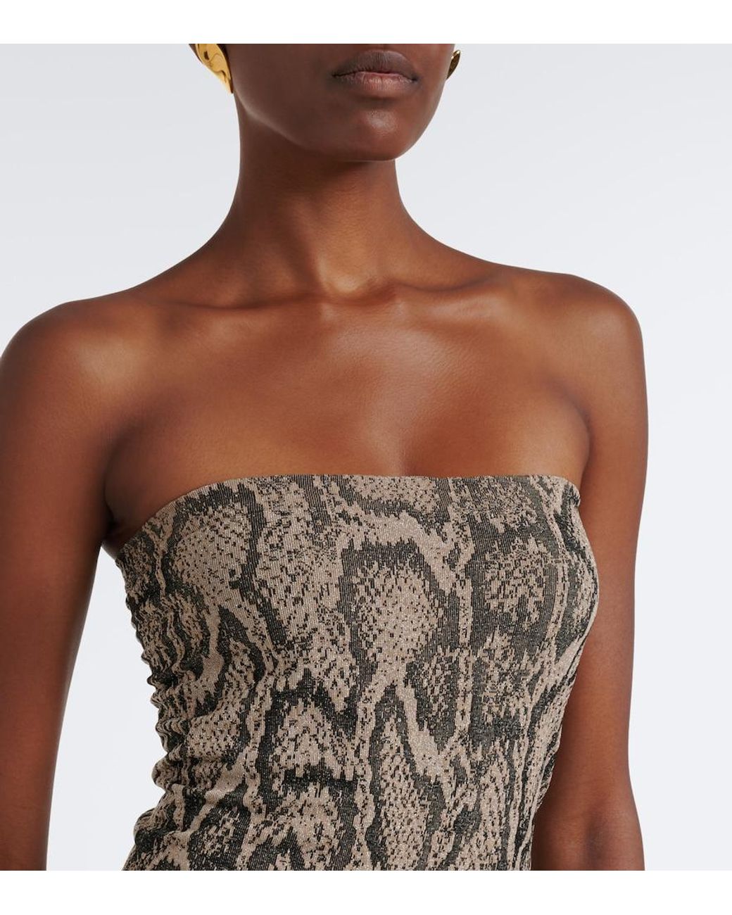 Wolford Brown Snake-Print Jacquard Minidress
