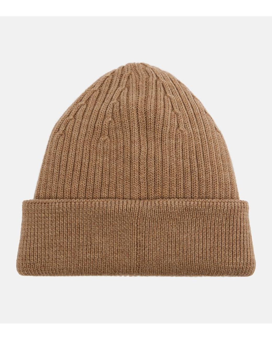 Loewe Brown Logo Embroidered Ribbed-Knit Wool Beanie