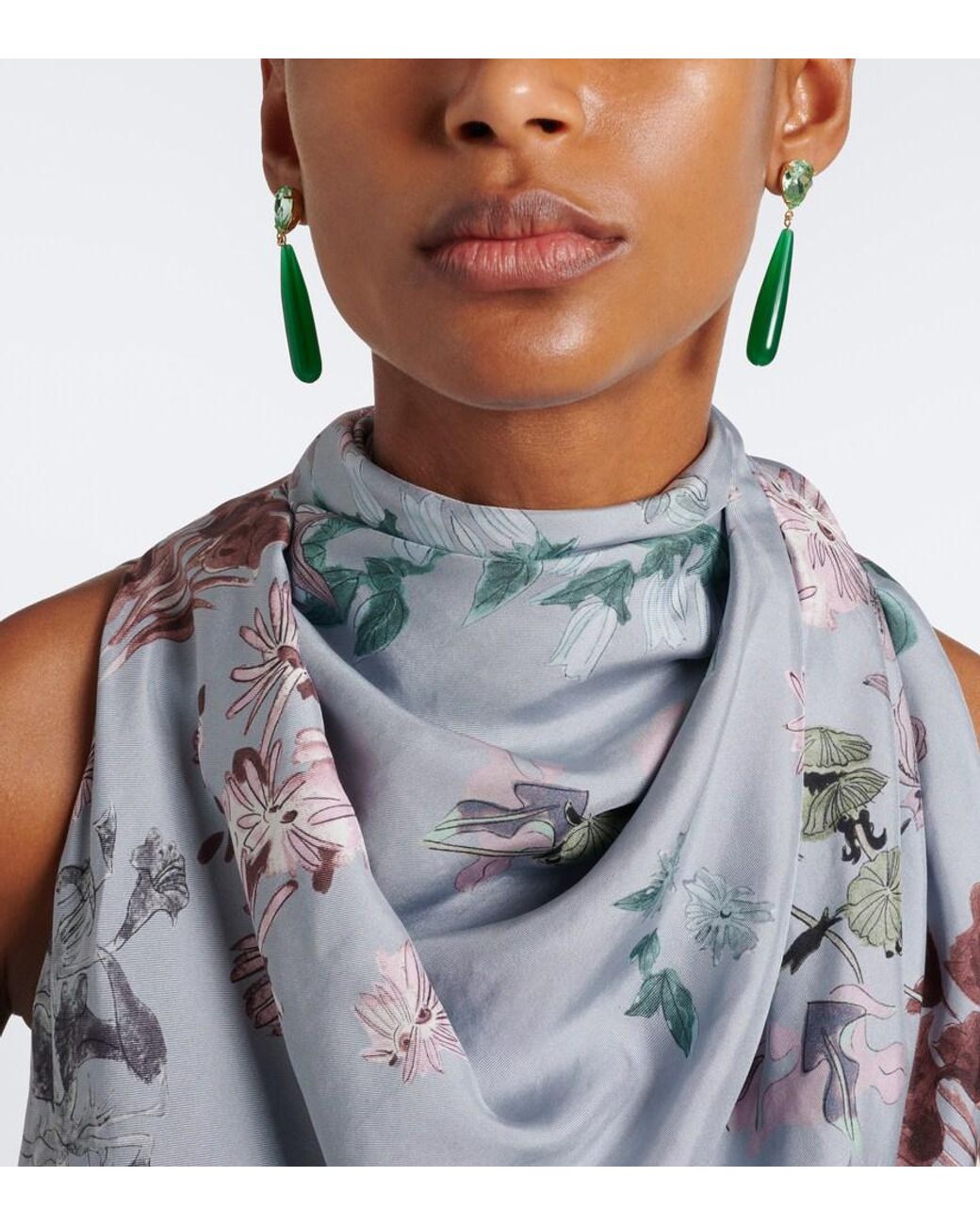 Jennifer Behr Green Caroline Embellished Drop Earrings