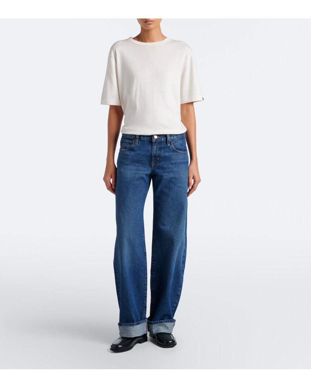 FRAME Blue Low Bow Wide-Leg Jeans
