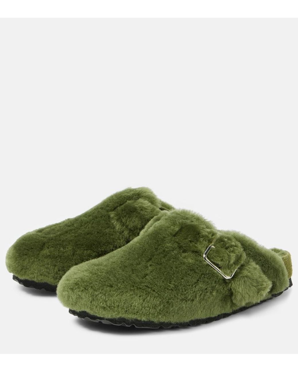 Birkenstock Green Boston Shearling Clogs