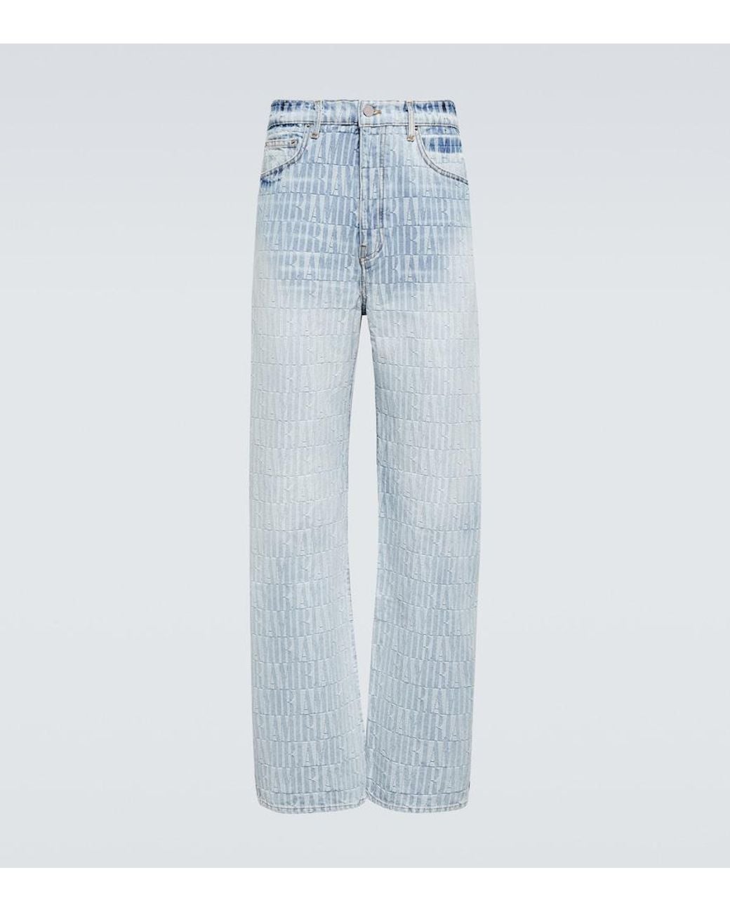 Amiri Blue Logo Jacquard Denim Pants for men