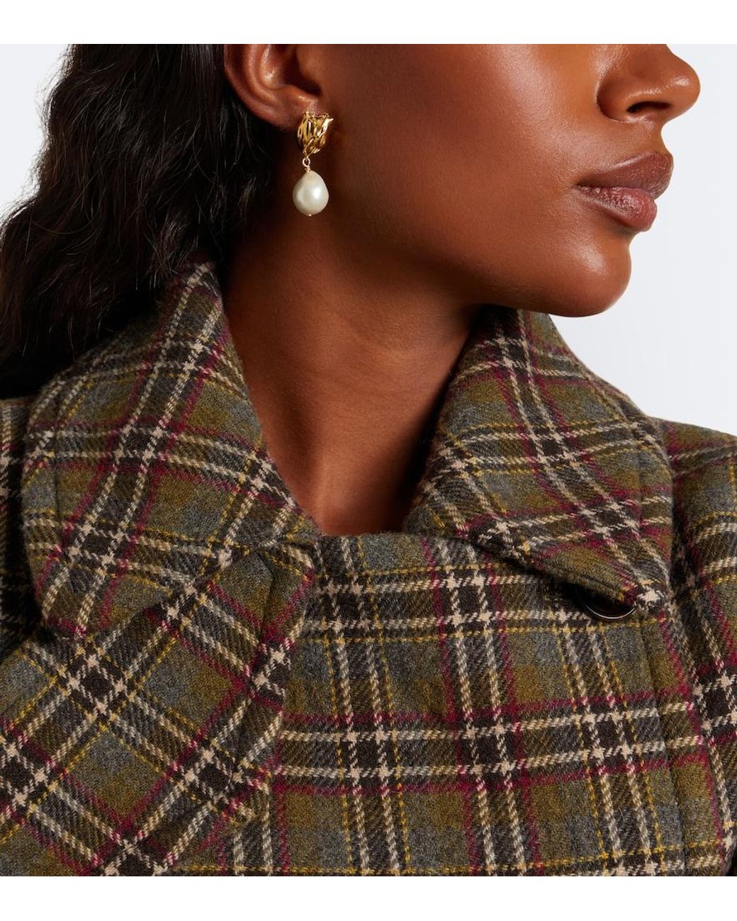 Chloé White Faux Pearl Brass Earrings