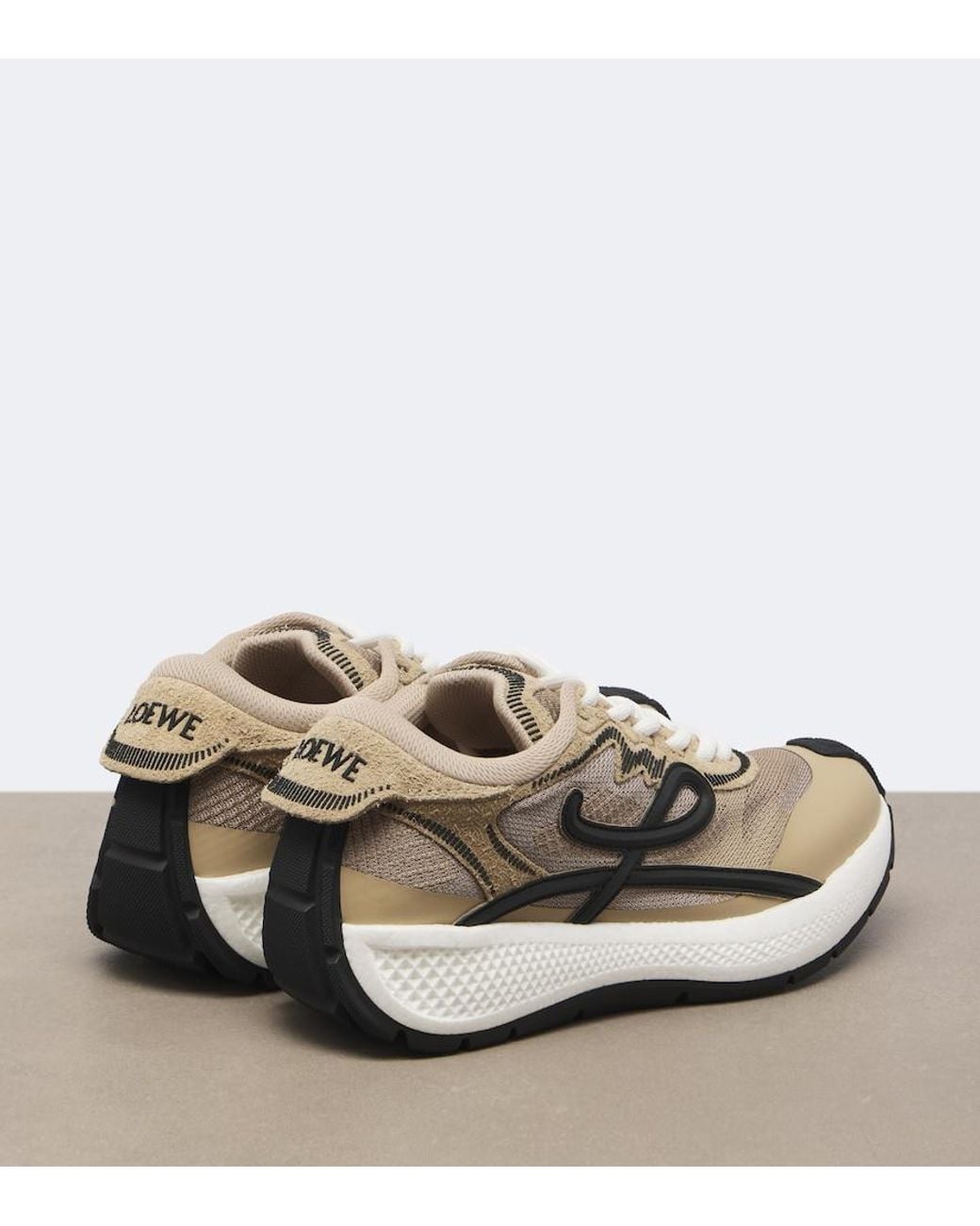 Loewe White Pogo Mesh-Trimmed Sneakers