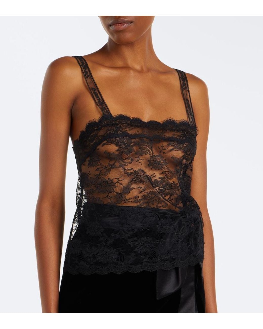Saint Laurent Gray Lace Camisole