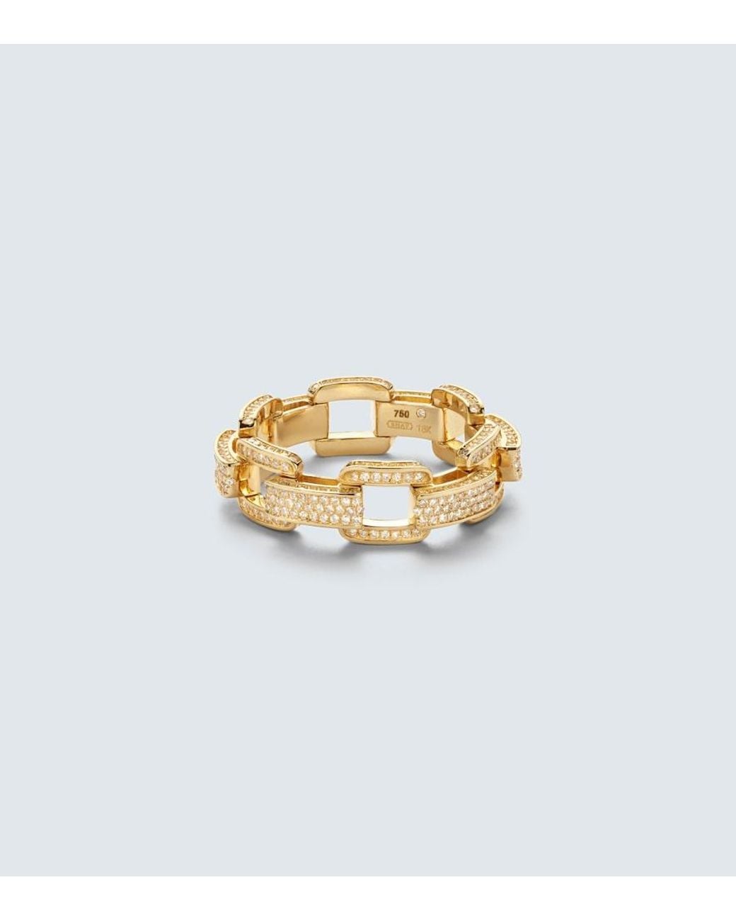 SHAY Metallic Deco Link 18Kt Ring With Diamonds for men