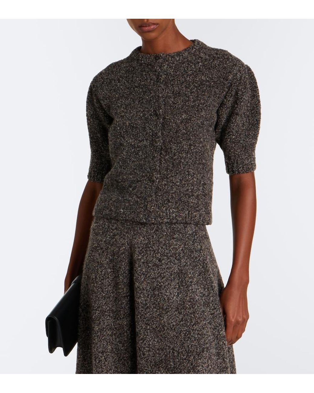 Agnona Gray Cashmere, Silk, And Wool Cardigan