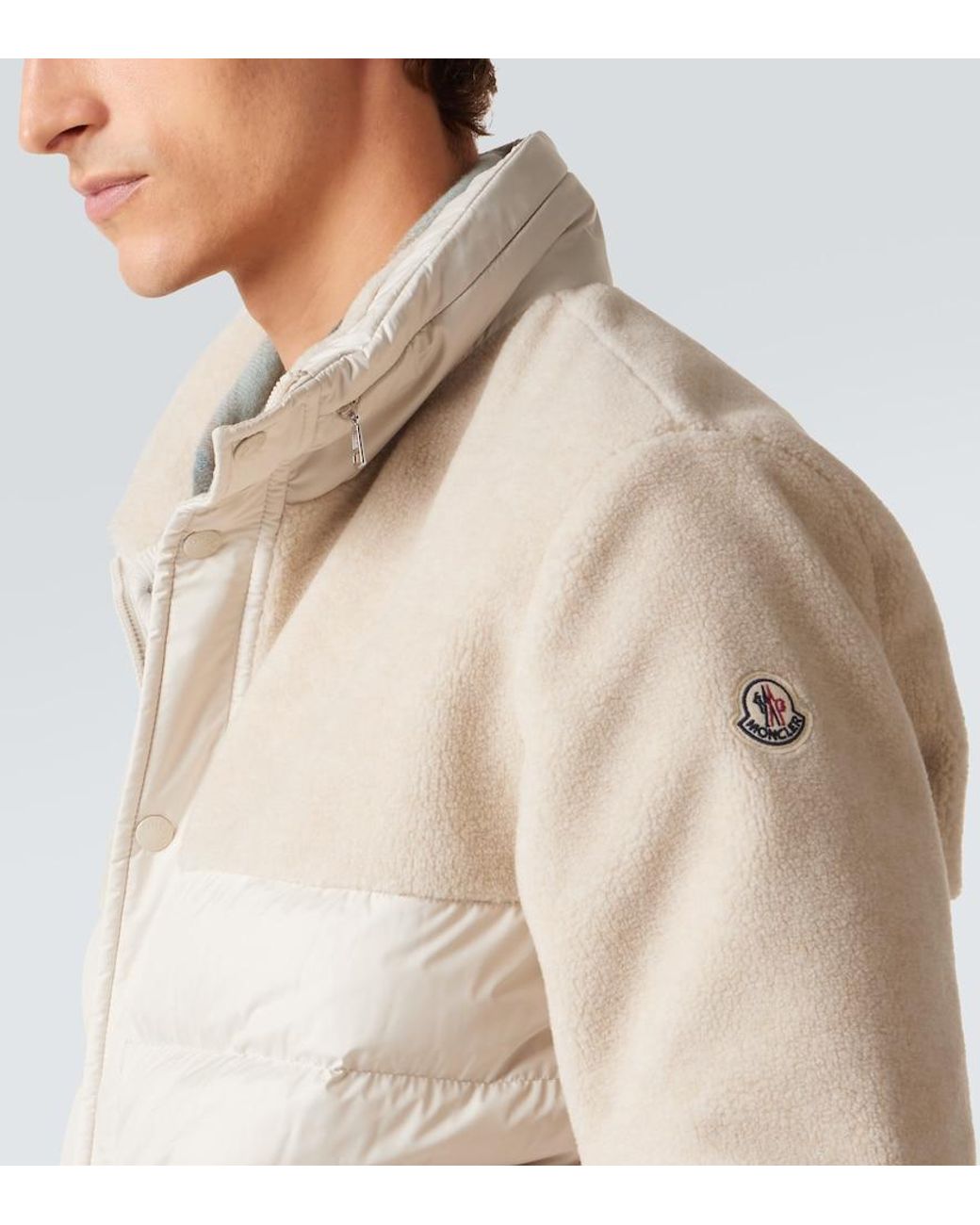 Moncler White Mistral Fleece-Paneled Down Jacket for men