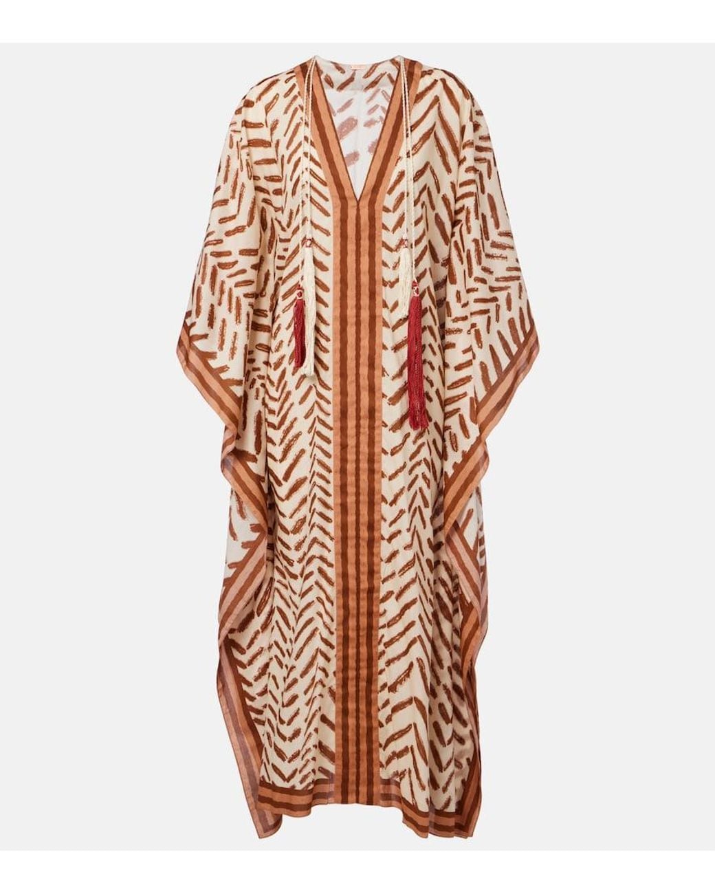 Johanna Ortiz White Printed Cotton Kaftan