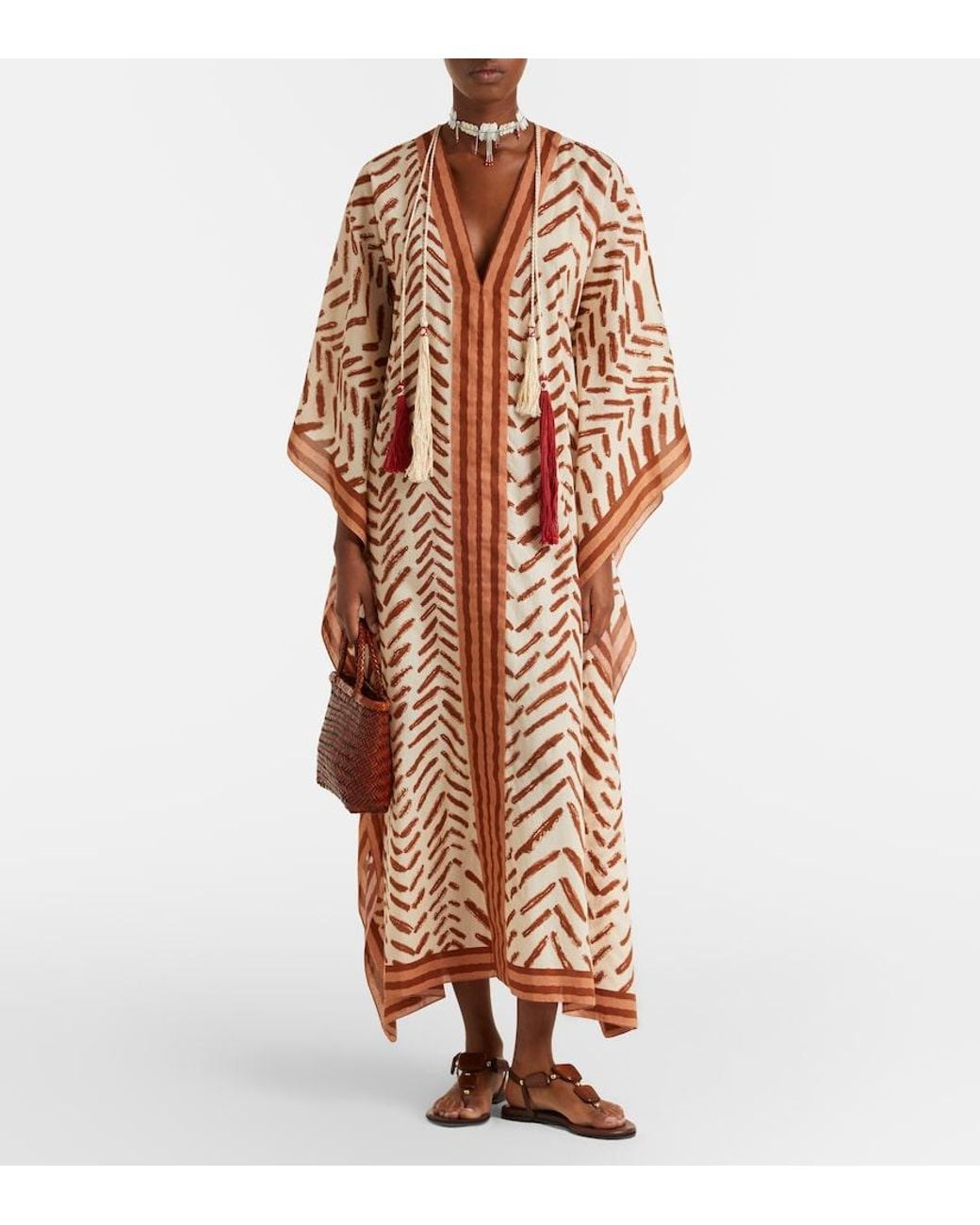 Johanna Ortiz White Printed Cotton Kaftan