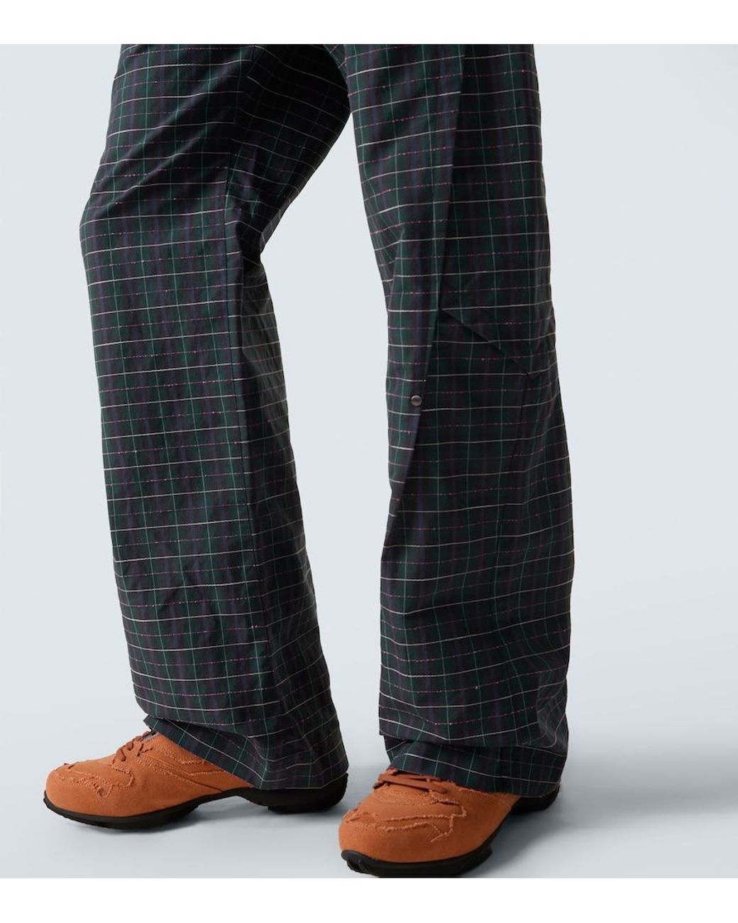 Kiko Kostadinov Blue Kraner Checked Cotton-Blend Wide-Leg Pants for men