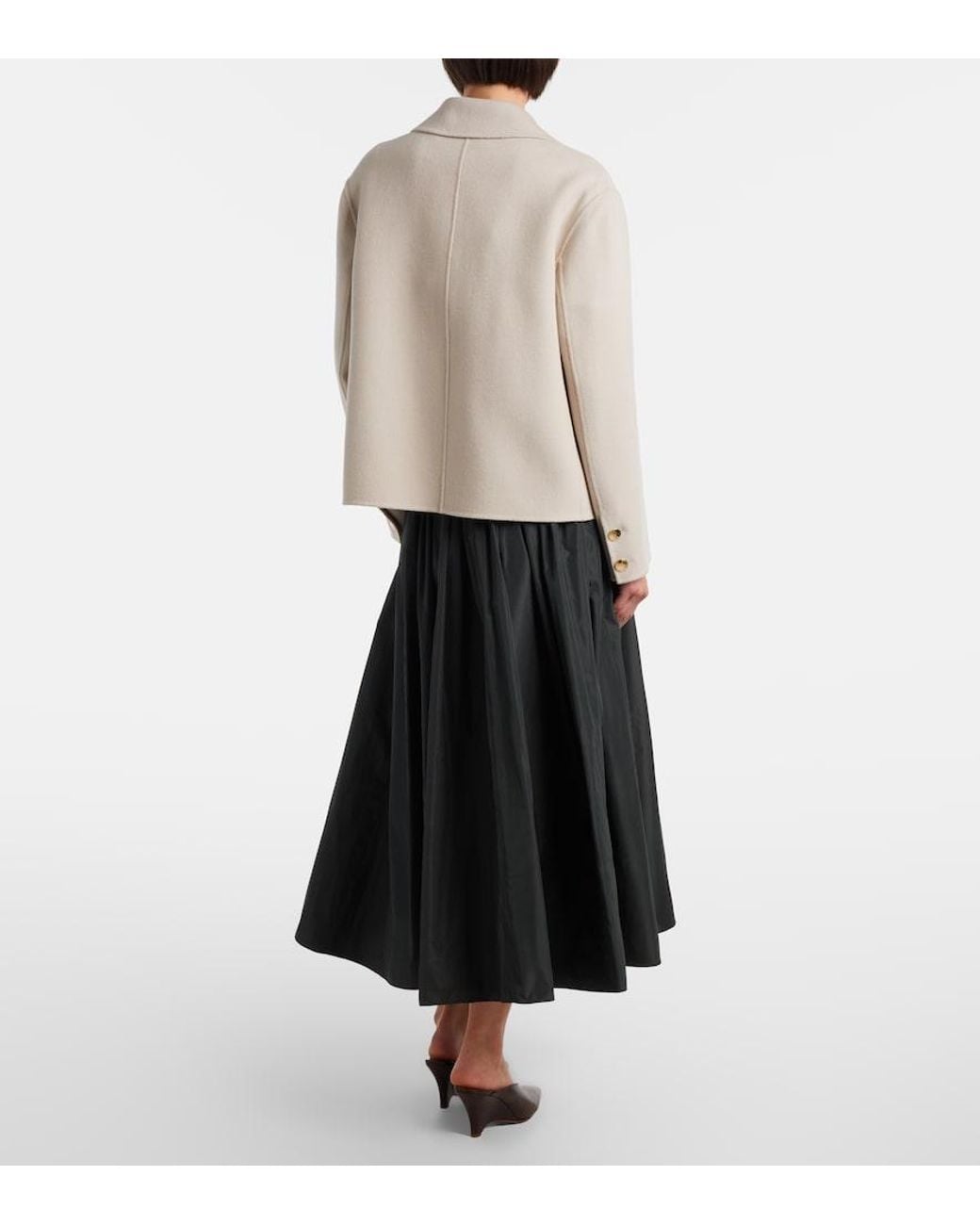 Max Mara Black Taffeta Midi Skirt