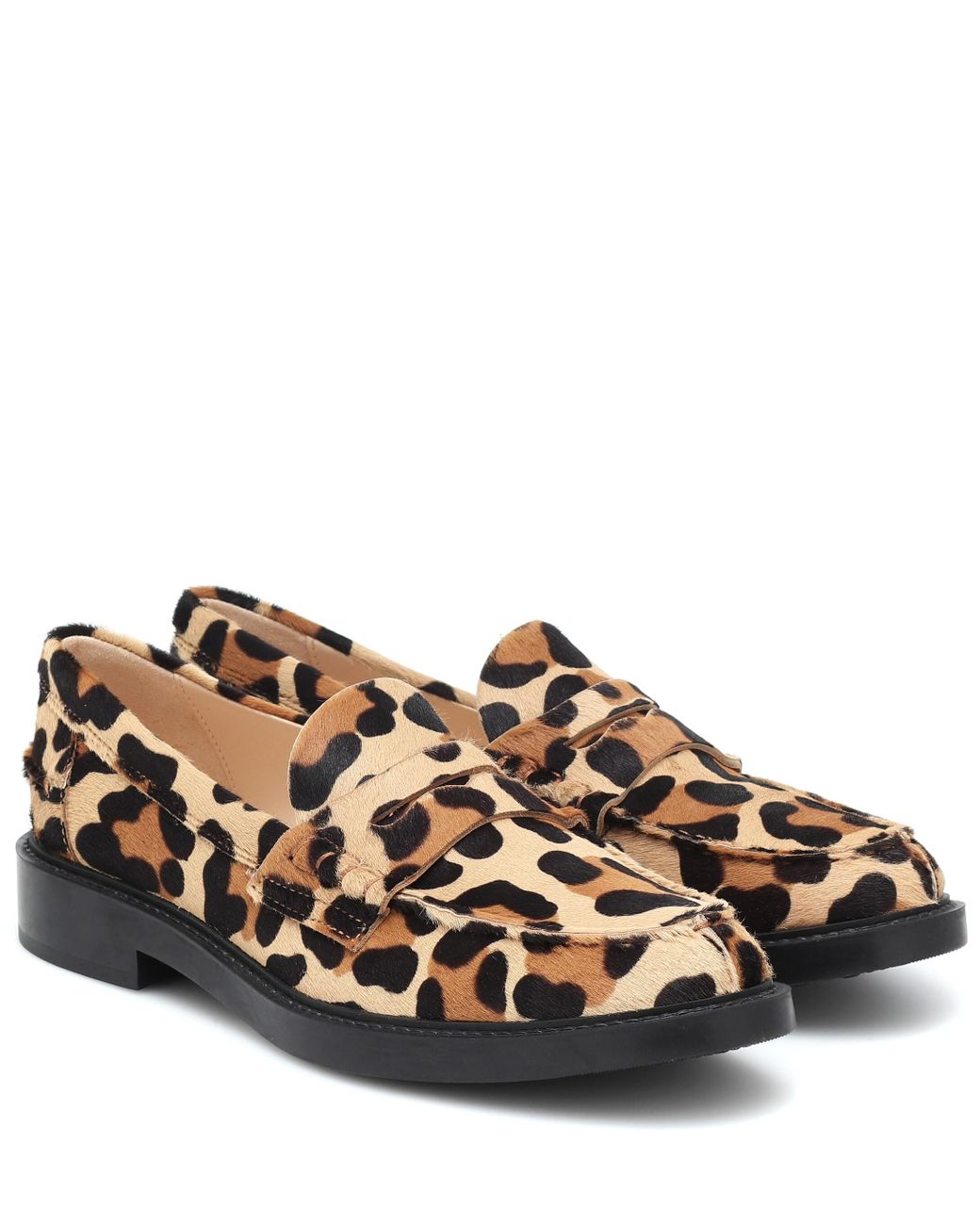 Tod's Leopard-print Calf Hair Loafers in Brown - Lyst