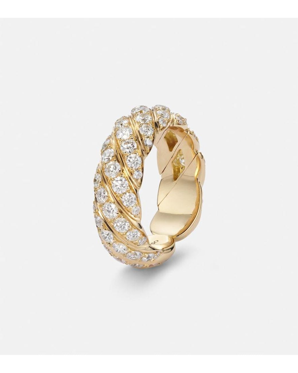 David Yurman White Sculpted Cable Flex 18Kt Ring With Diamonds