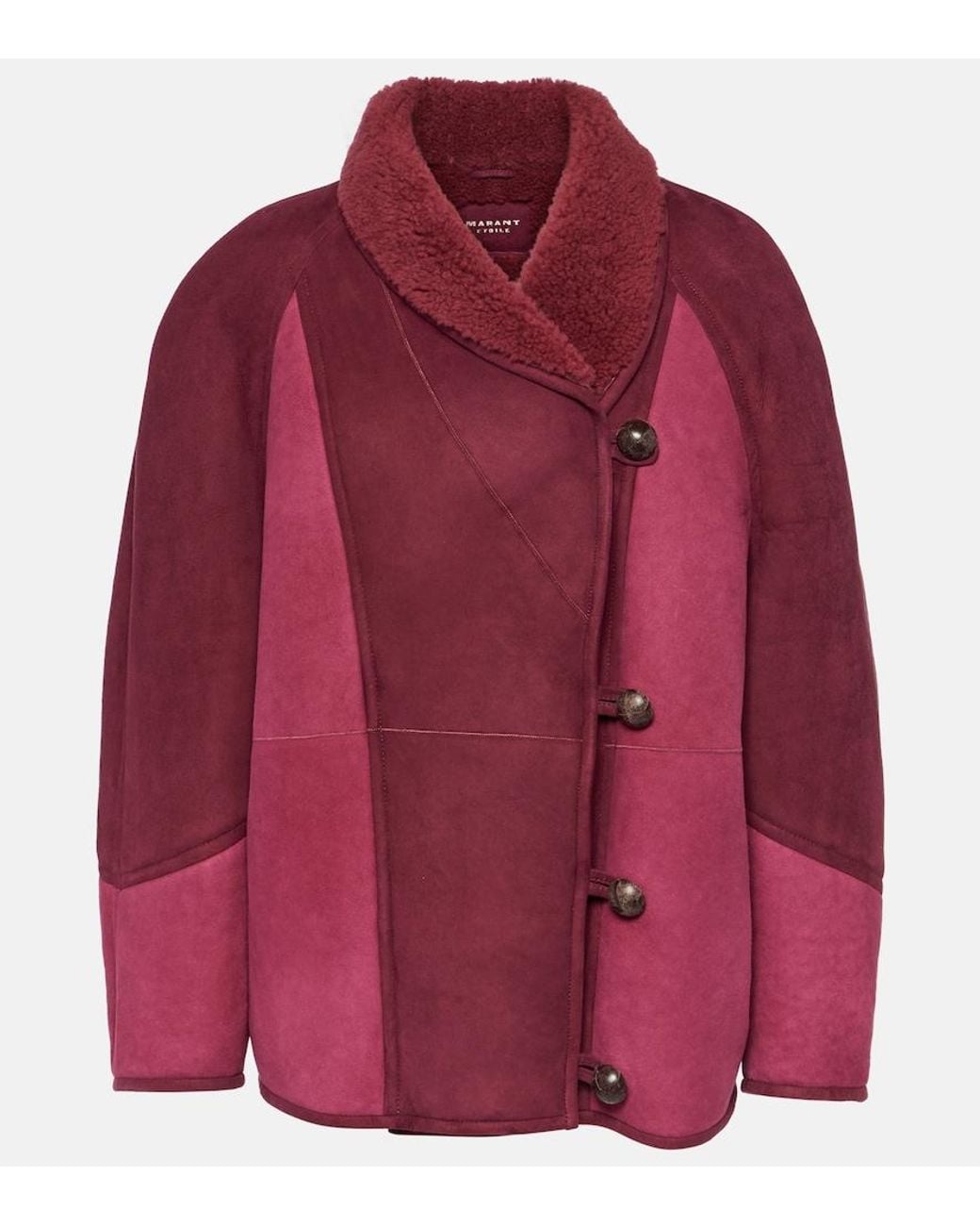 Isabel Marant Red Abeni Shearling-Lined Suede Jacket