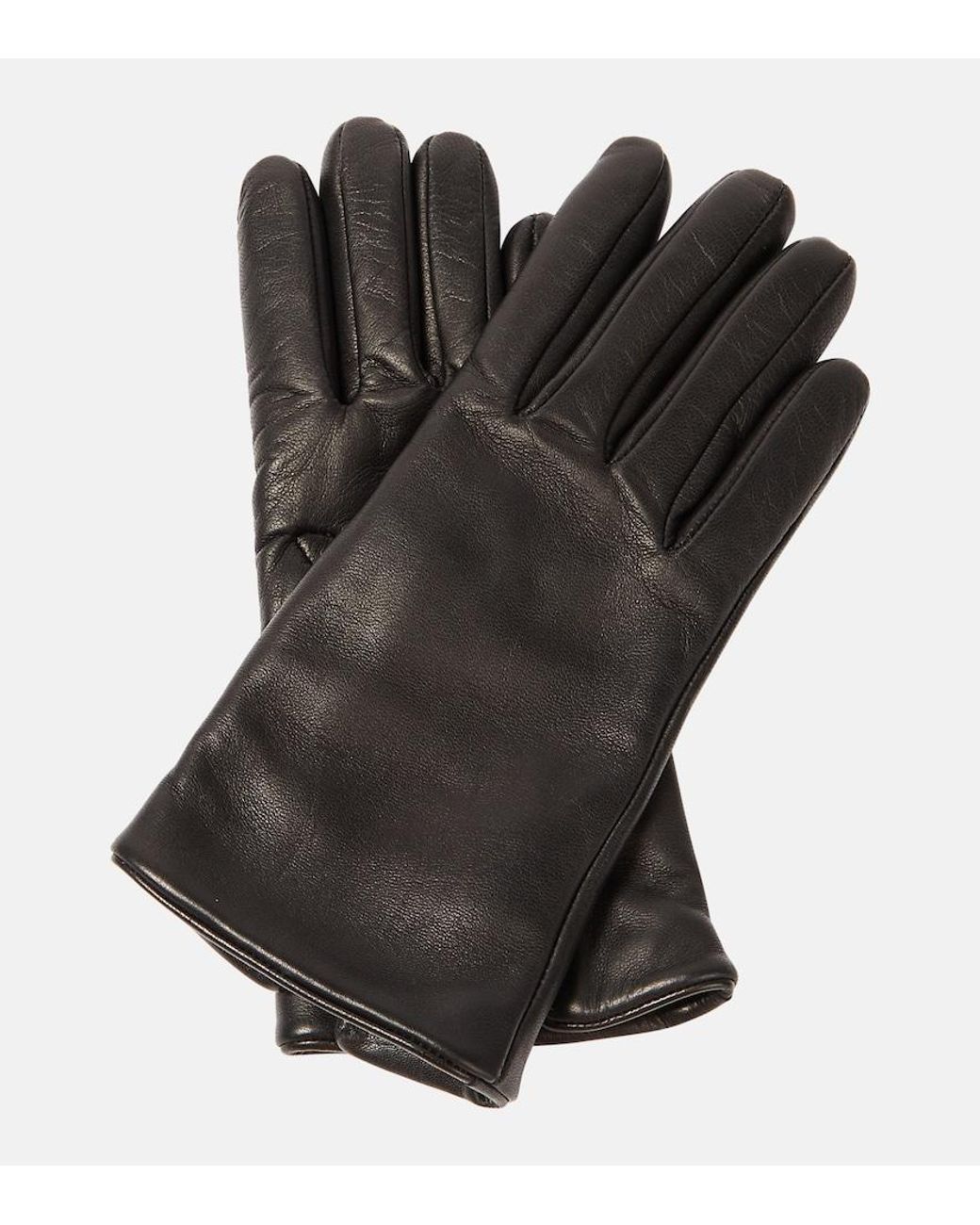Saint Laurent Black Cassandre Leather Gloves