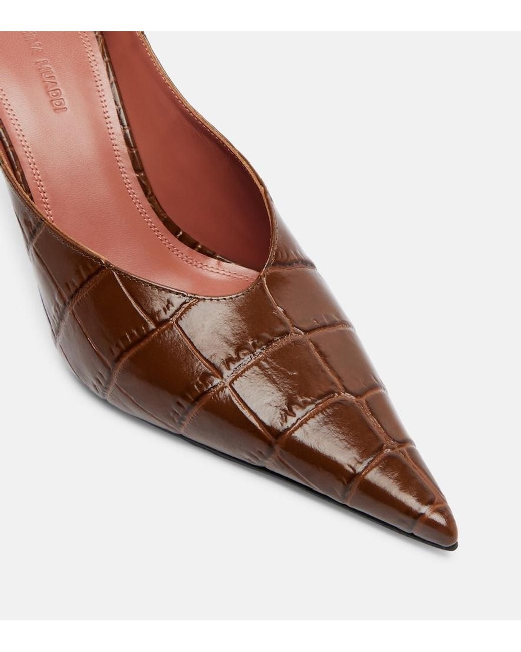 AMINA MUADDI Brown Anok Croc-Effect Leather Pumps