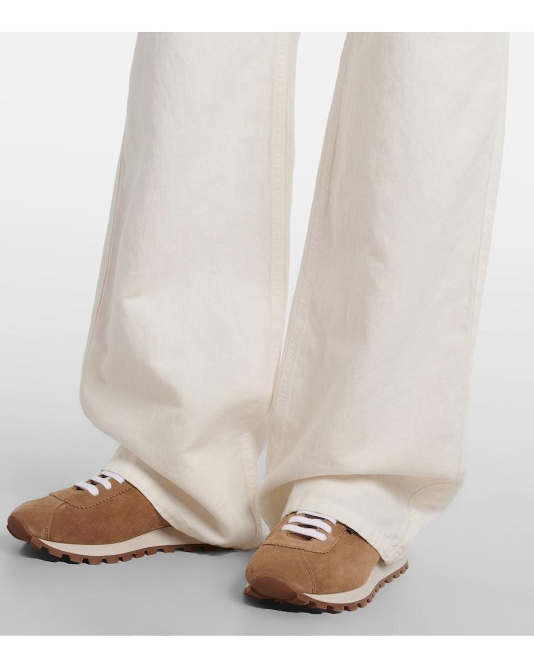 Brunello Cucinelli White Cotton And Linen Wide-Leg Pants