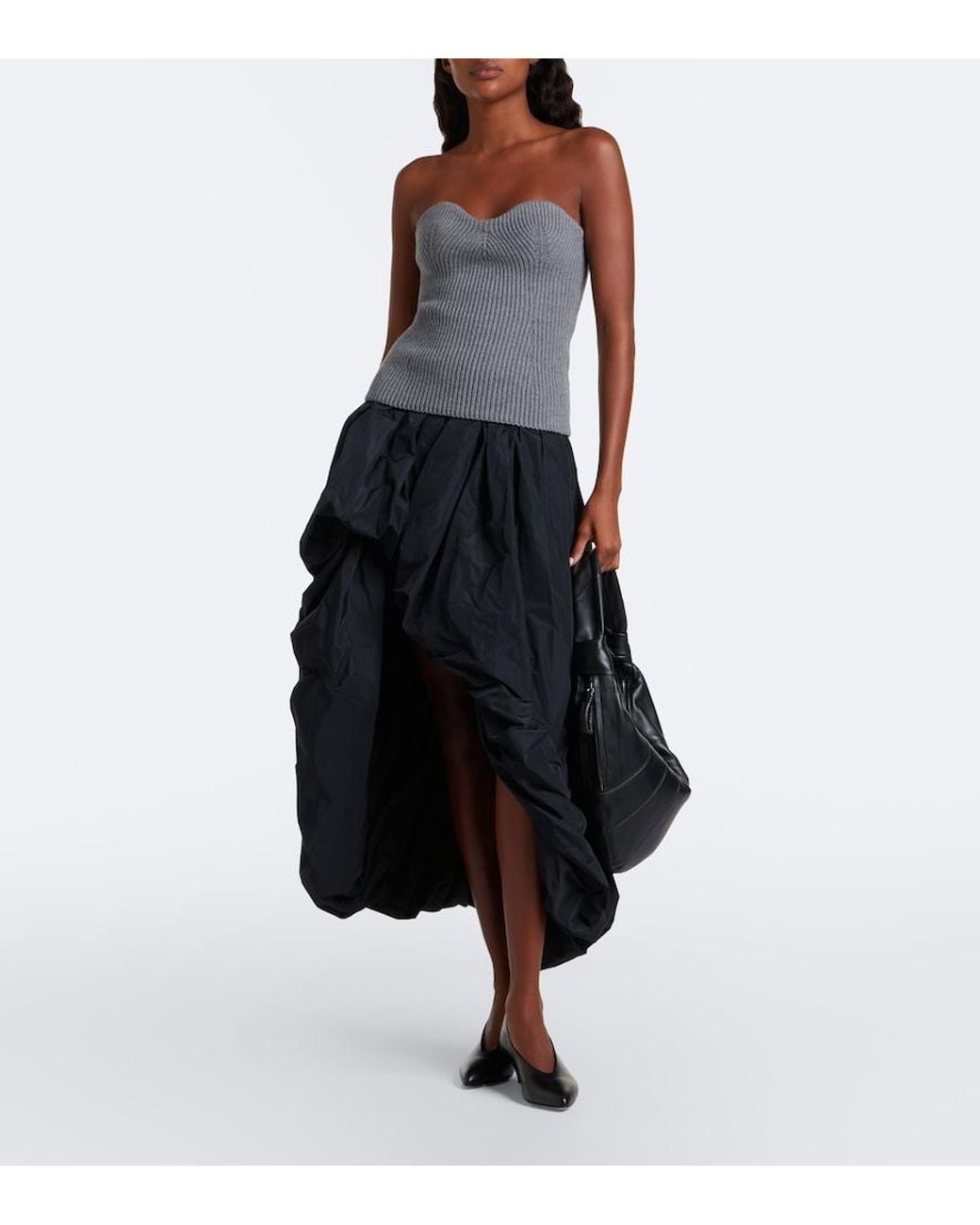 Jil Sander Gray Wool-Blend Bustier Top