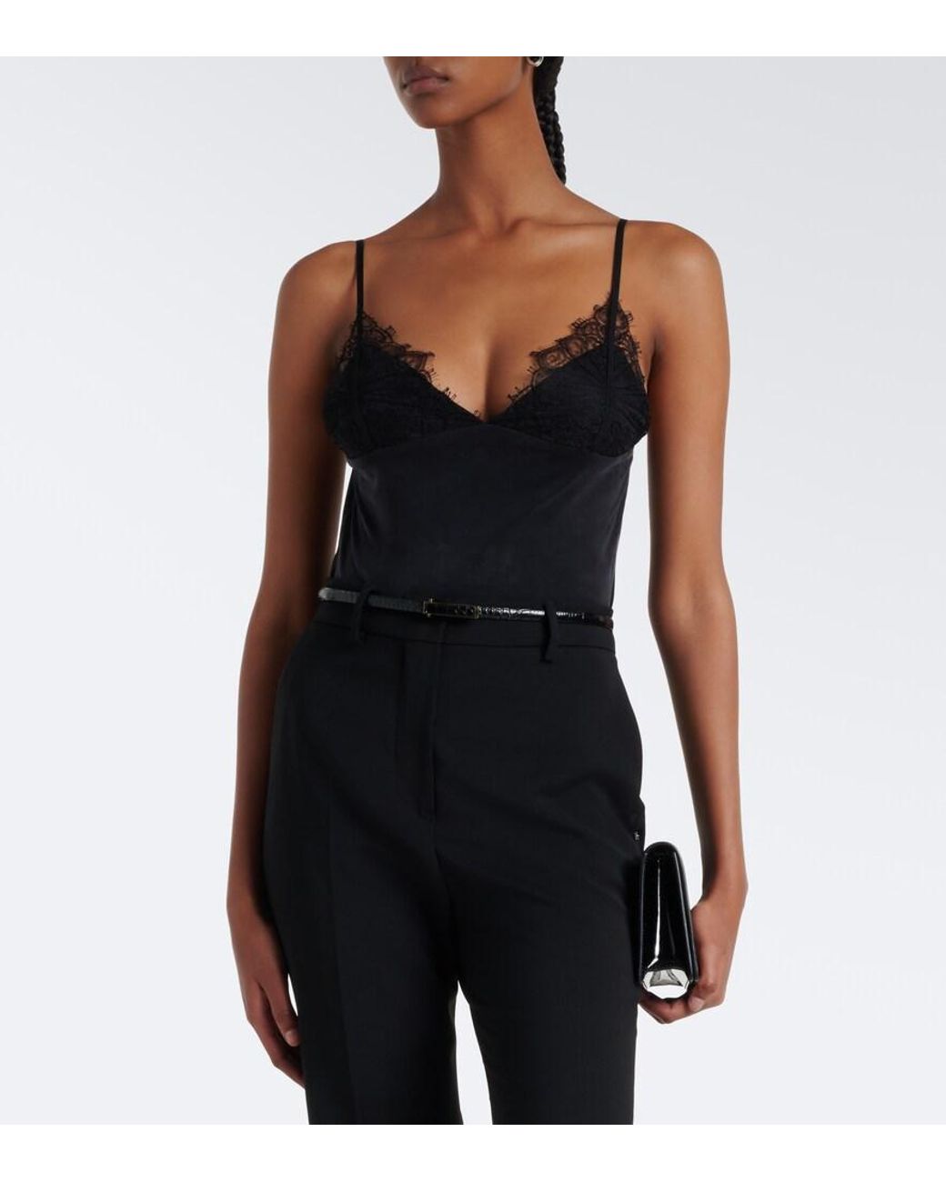 Coperni Black Lace-Trimmed Camisole
