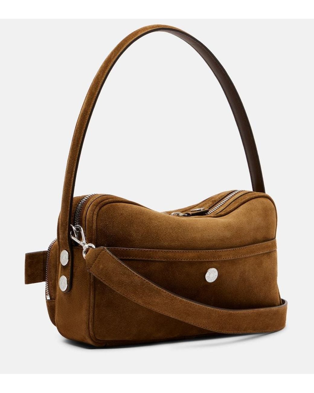 Acne Brown Schultertasche Camero Party Aus Veloursleder