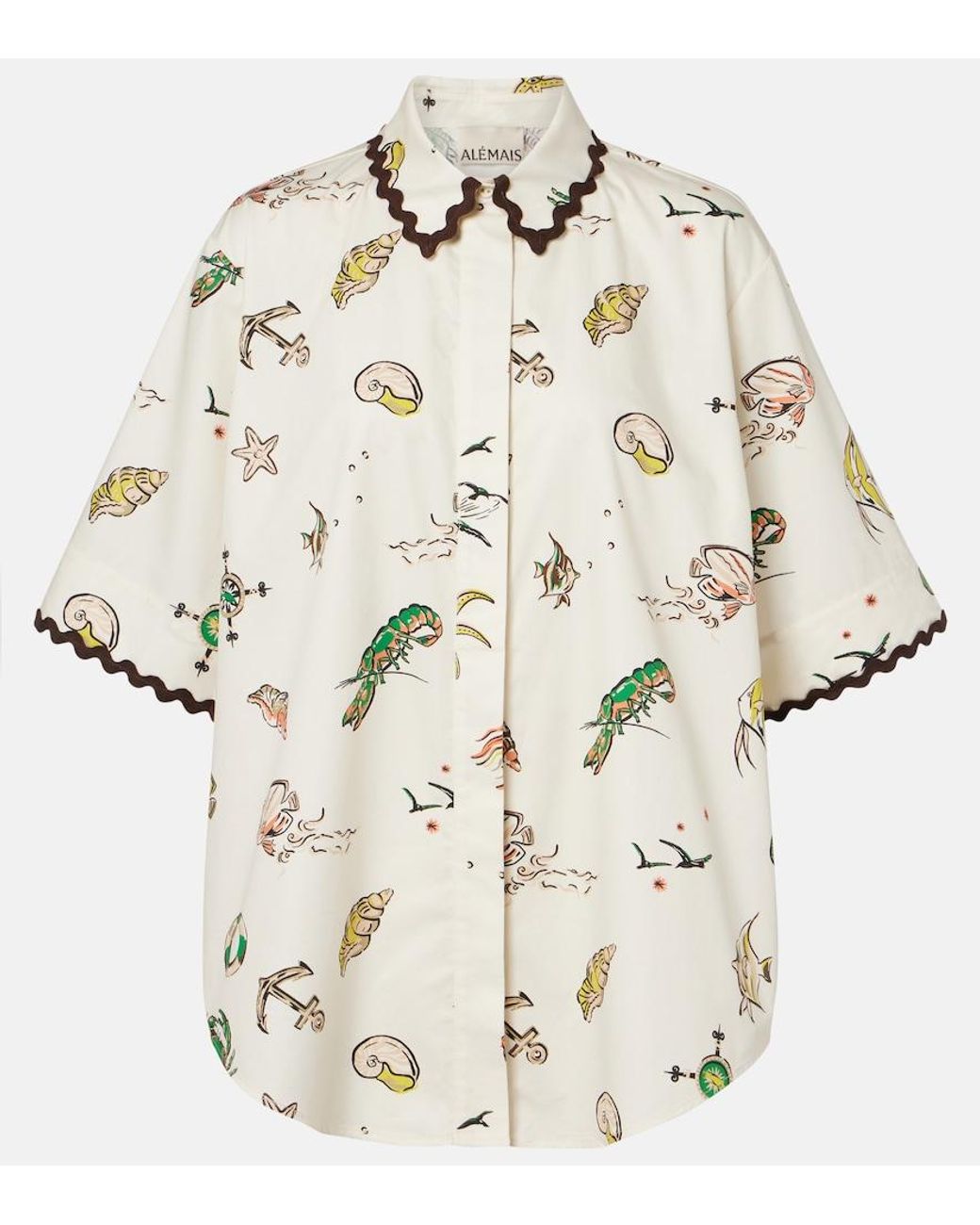 ALÉMAIS Metallic Printed Oversized Cotton Shirt