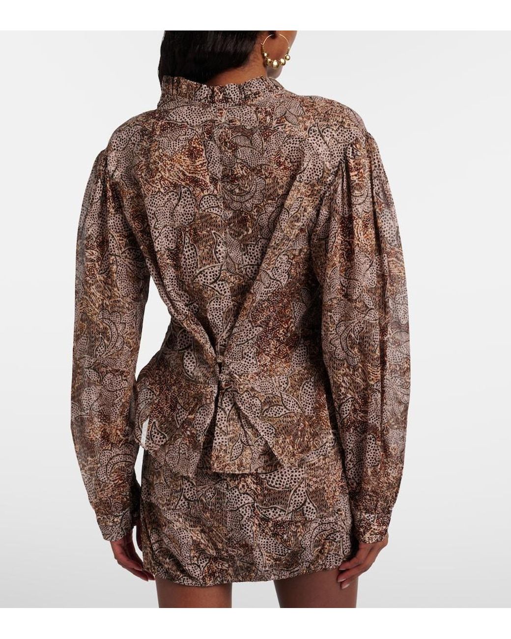 Isabel Marant Brown Celeny Printed Cotton Voile Blouse