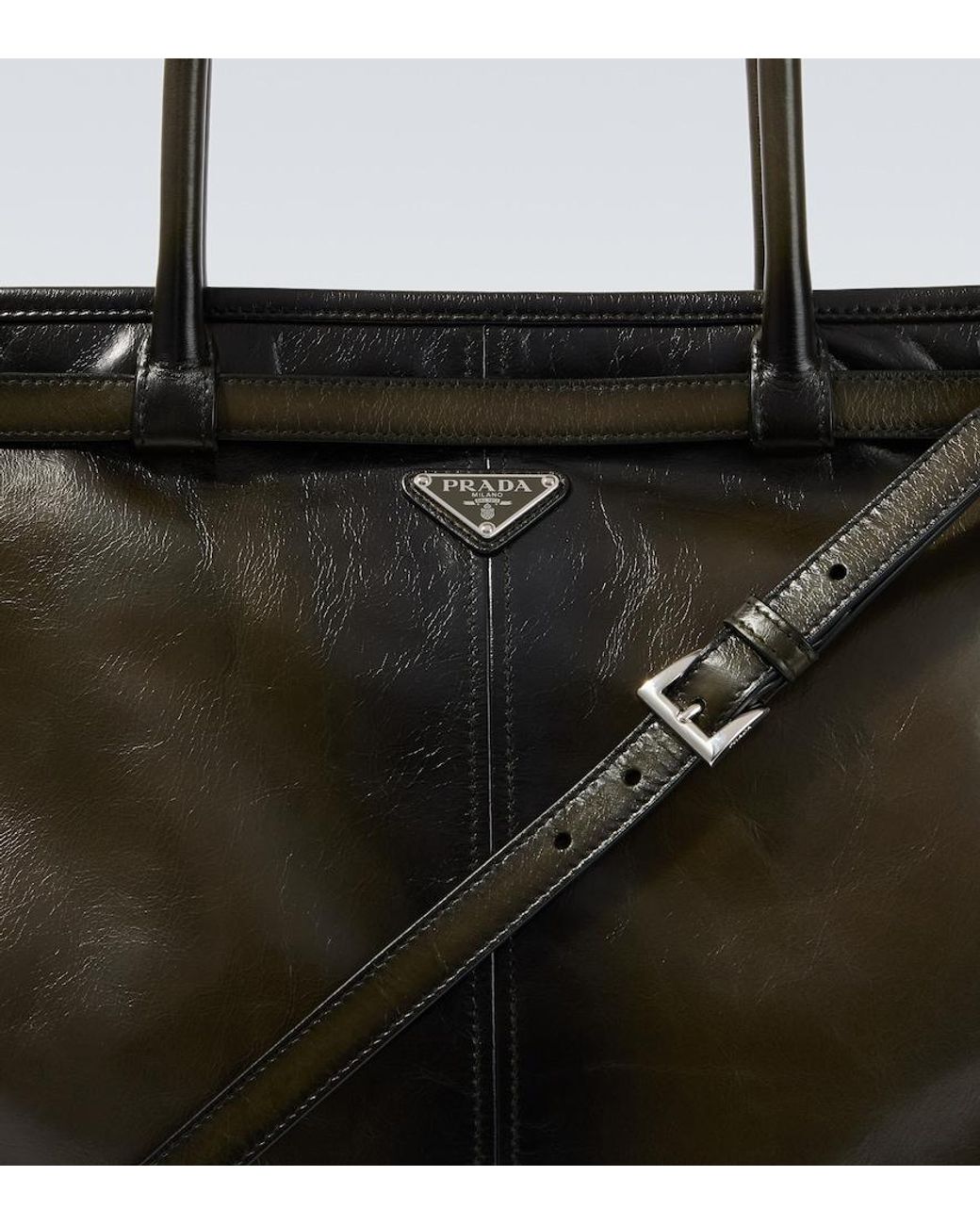 Prada Black Bonnie Leather Tote Bag for men