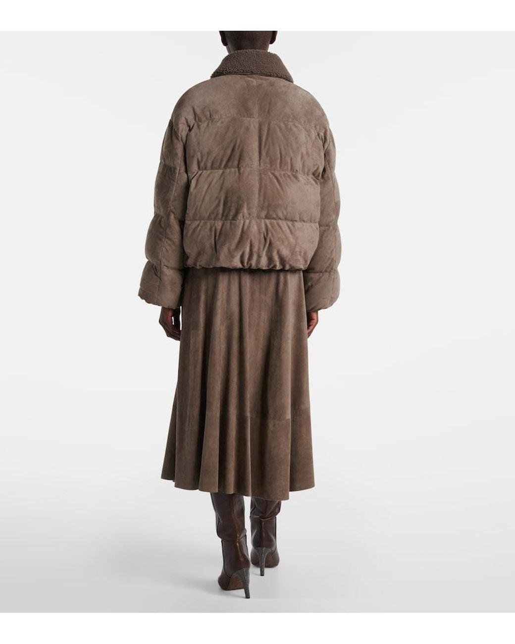 Brunello Cucinelli Brown Suede Down Jacket