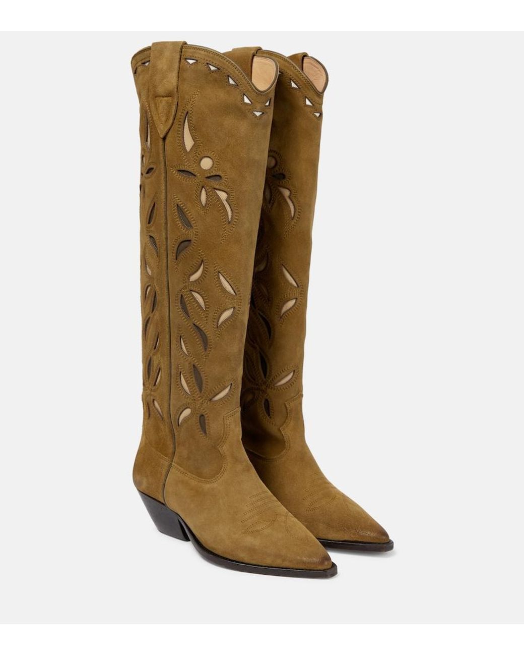 Isabel Marant Brown Denvee Suede Knee-High Cowboy Boots