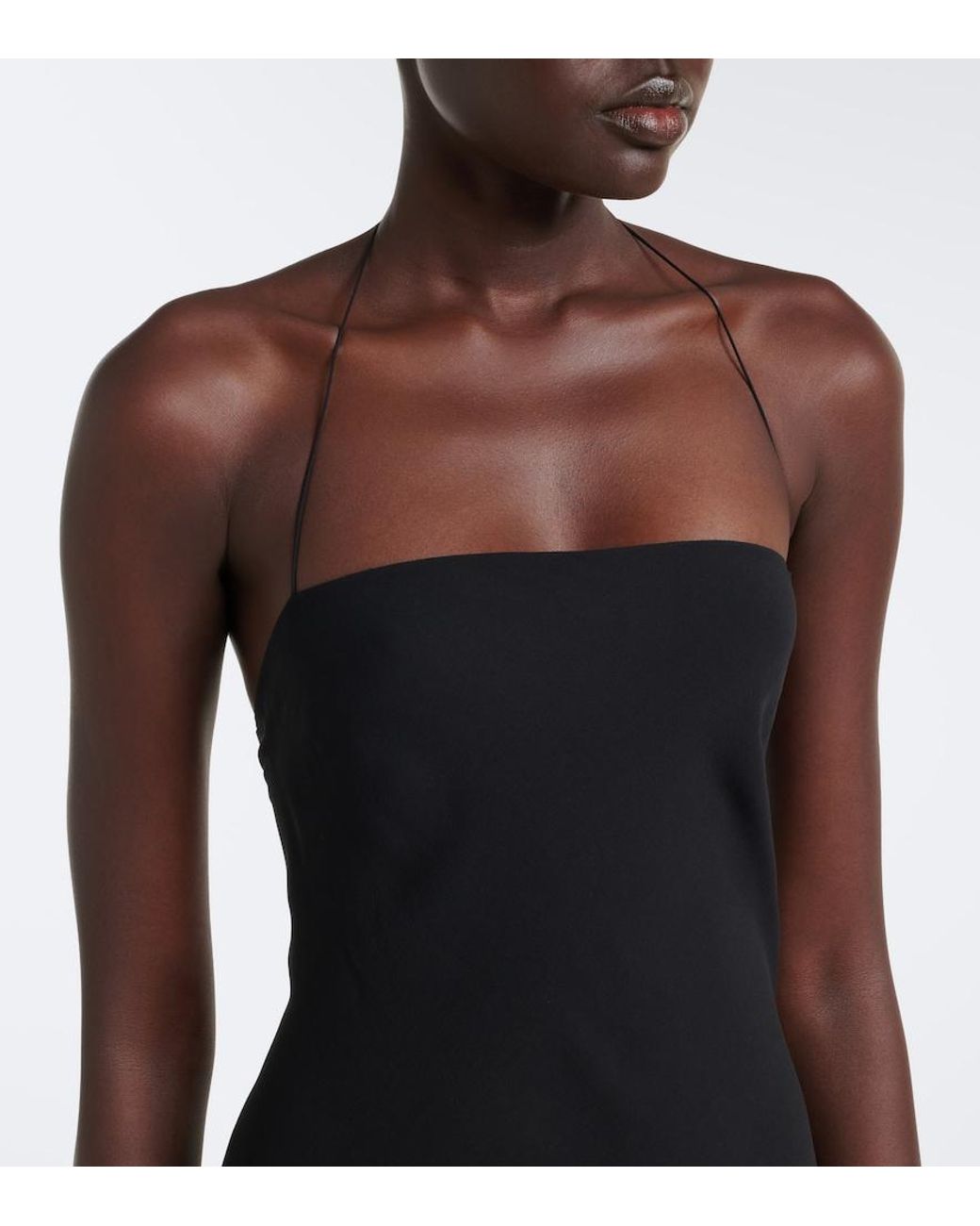 The Row Black Javier Silk Georgette Gown