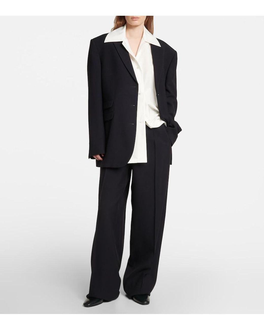 The Row Black Roan Wide-Leg Pants