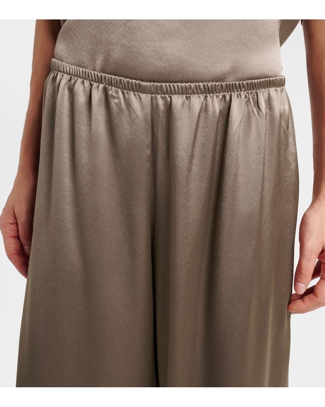 Leset Brown Barb Satin Wide-Leg Pants
