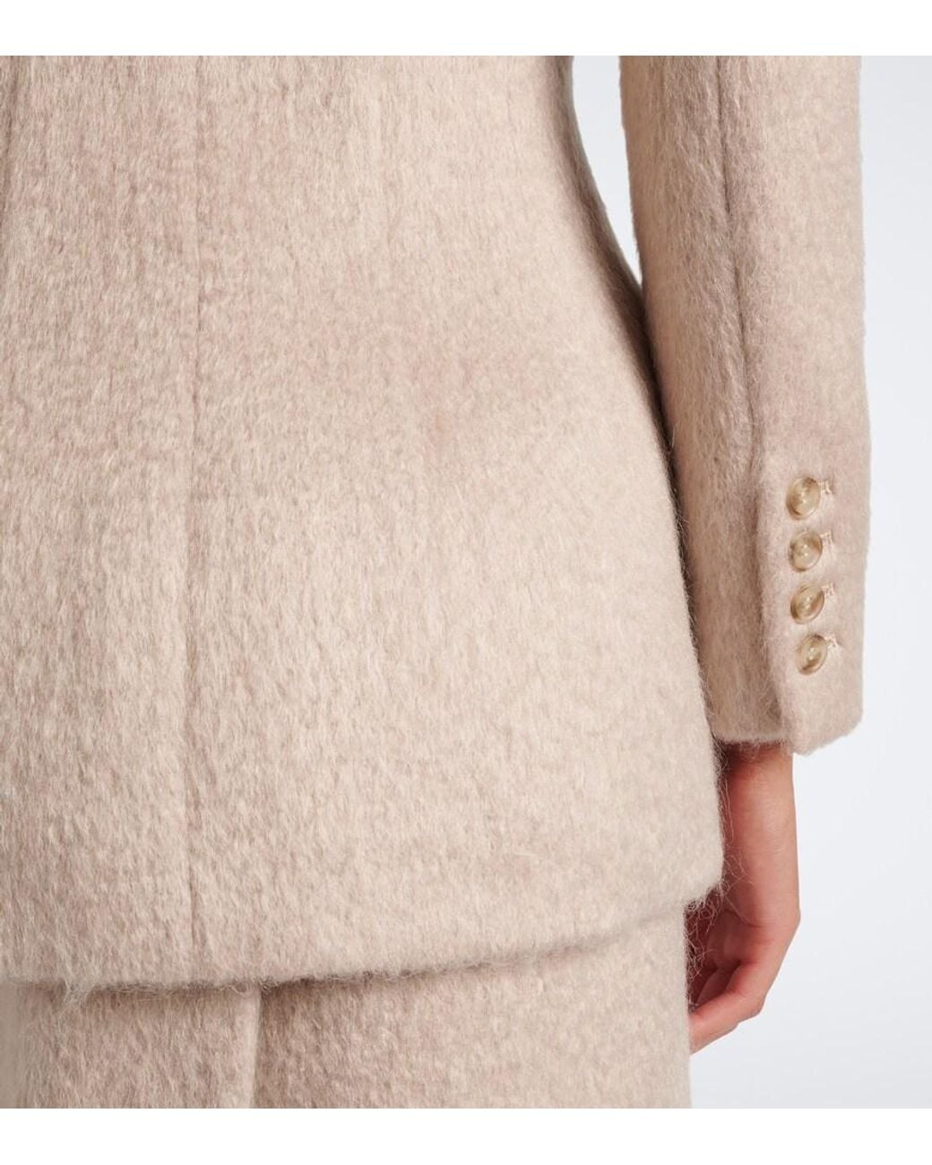 Magda Butrym Natural Double-Breasted Wool-Blend Blazer