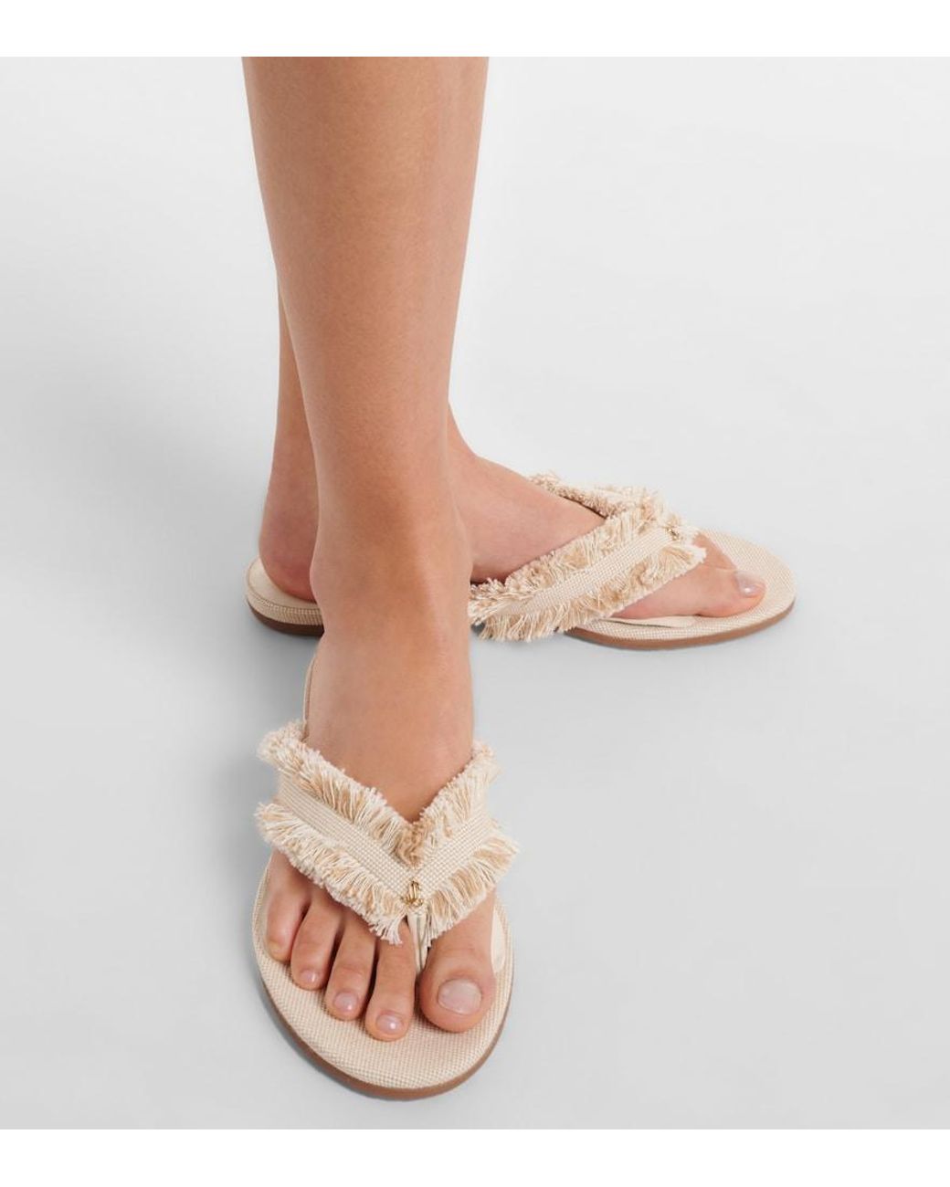 Jimmy Choo Natural Bay Canvas Sandals