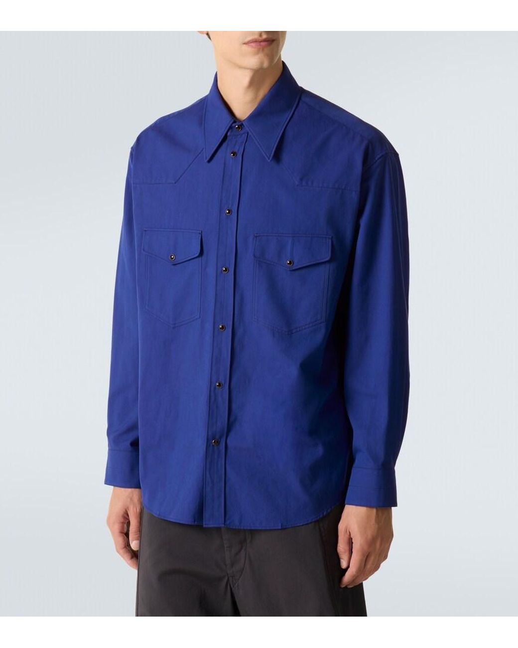 Lemaire Cotton Twill Western Shirt in Blue for Men | Lyst Canada