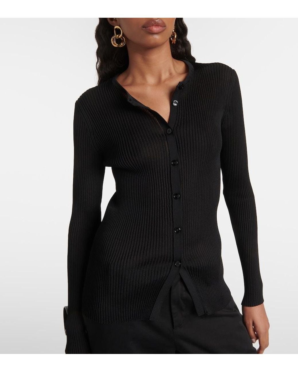 Tom Ford Black Ribbed-Knit Cardigan