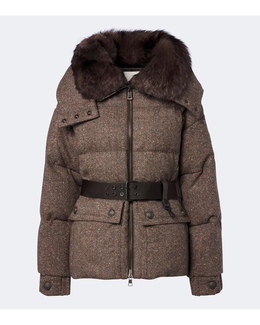 Moncler Brown Gelise Hooded Virgin Wool Down Jacket