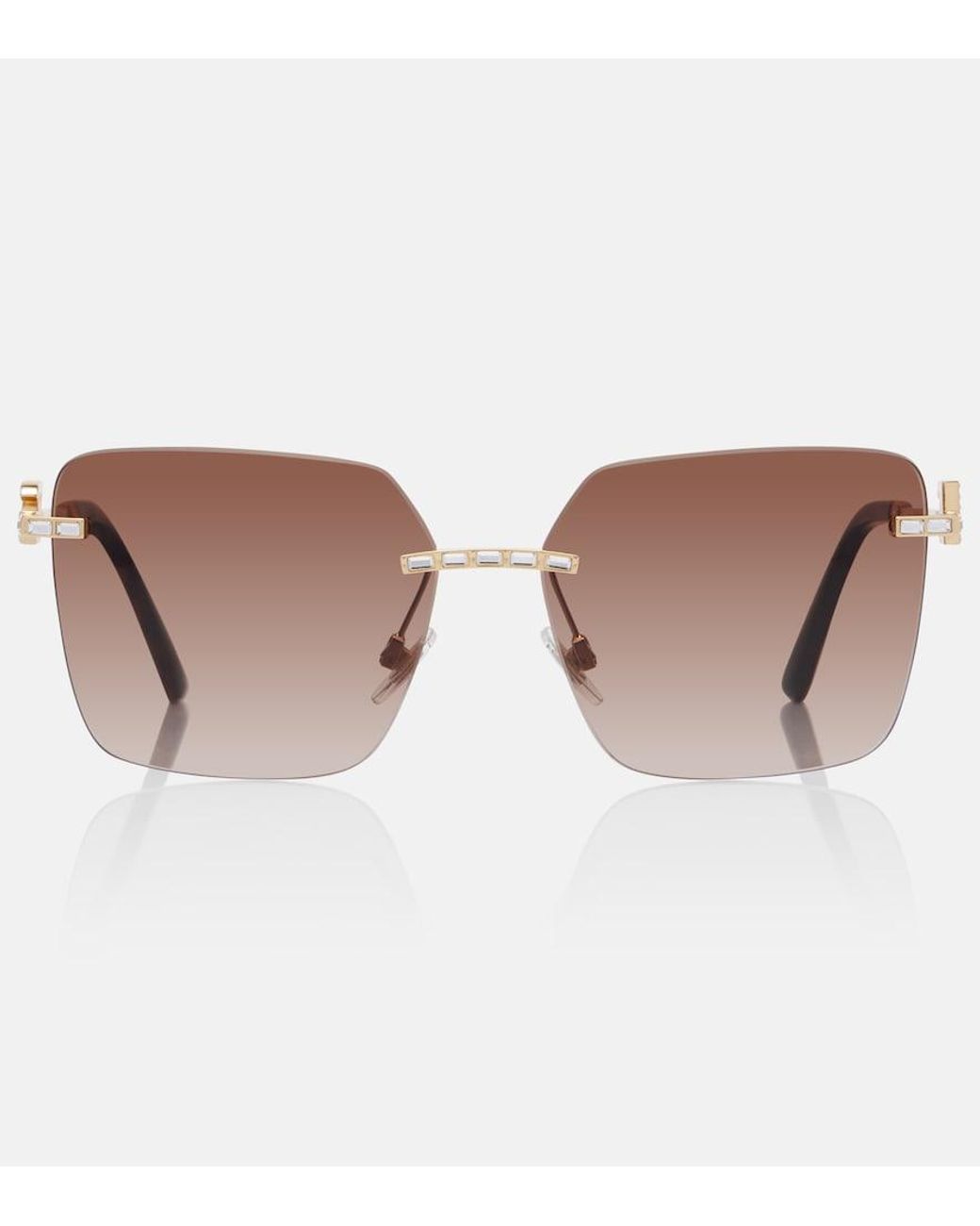 Dolce & Gabbana Brown Dg Crystal-Embellished Square Sunglasses