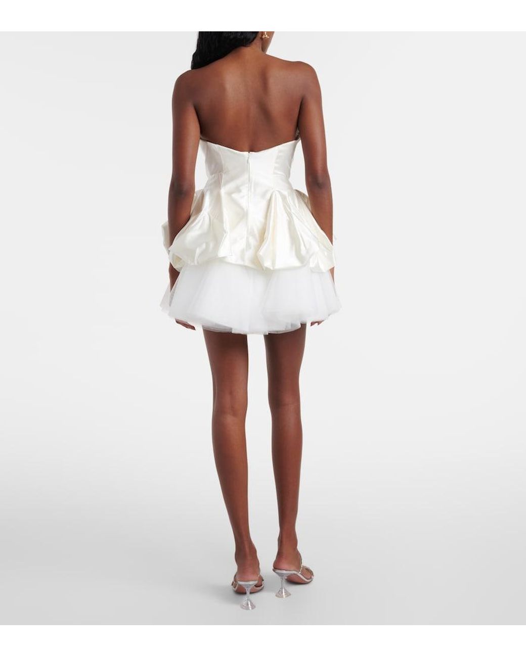 Vivienne Westwood White Raven Strapless Gathered Satin Bustier Top