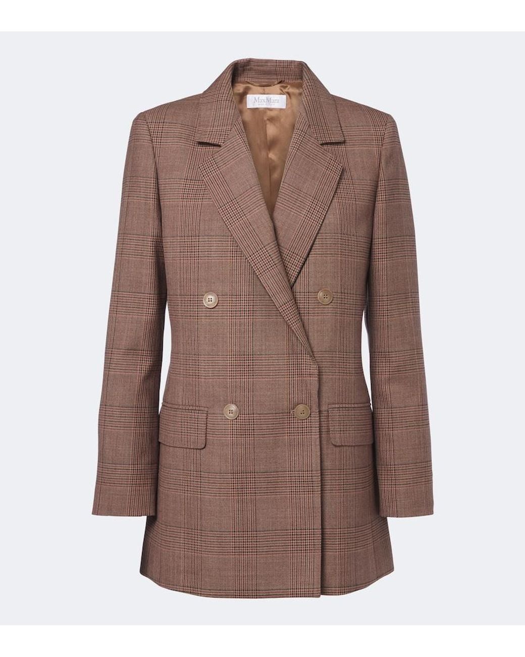 Max Mara Brown Double-Breasted Virgin Wool Blazer