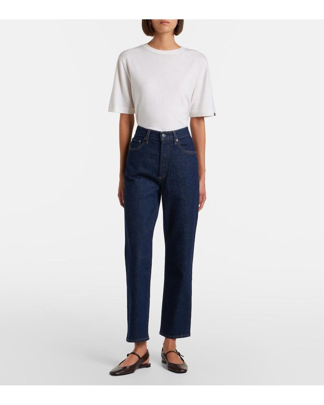 Agolde Blue '90S Cropped Straight Jeans