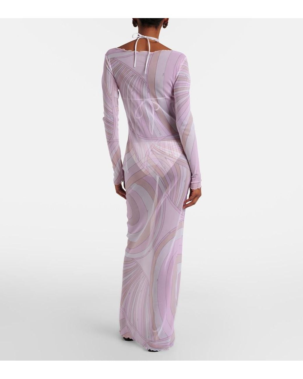 Emilio Pucci Pink Iride Sheer Tulle Maxi Dress