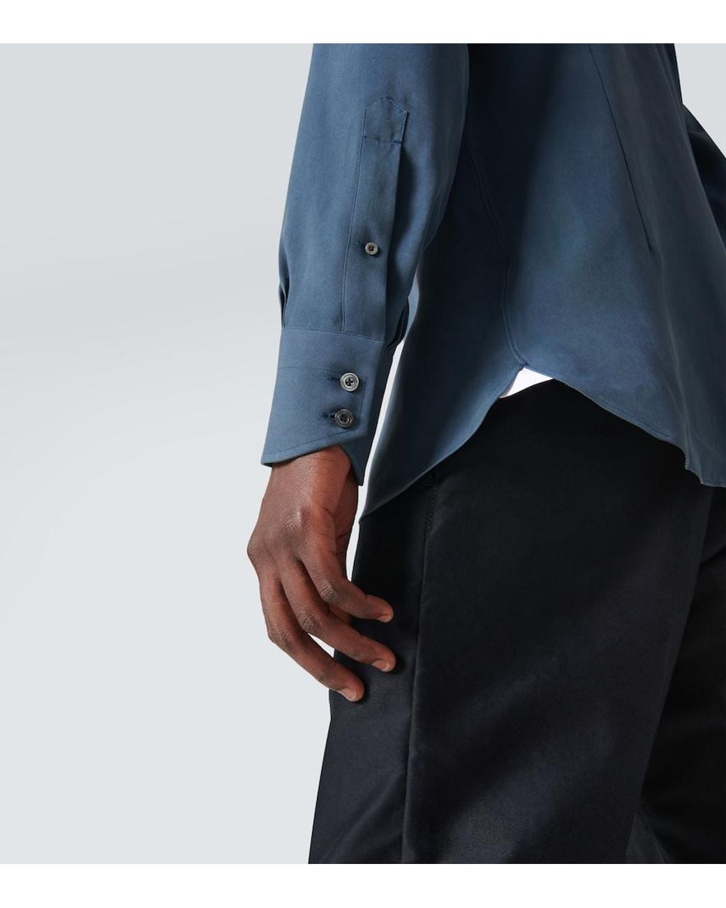 Tom Ford Blue Silk Twill Shirt for men